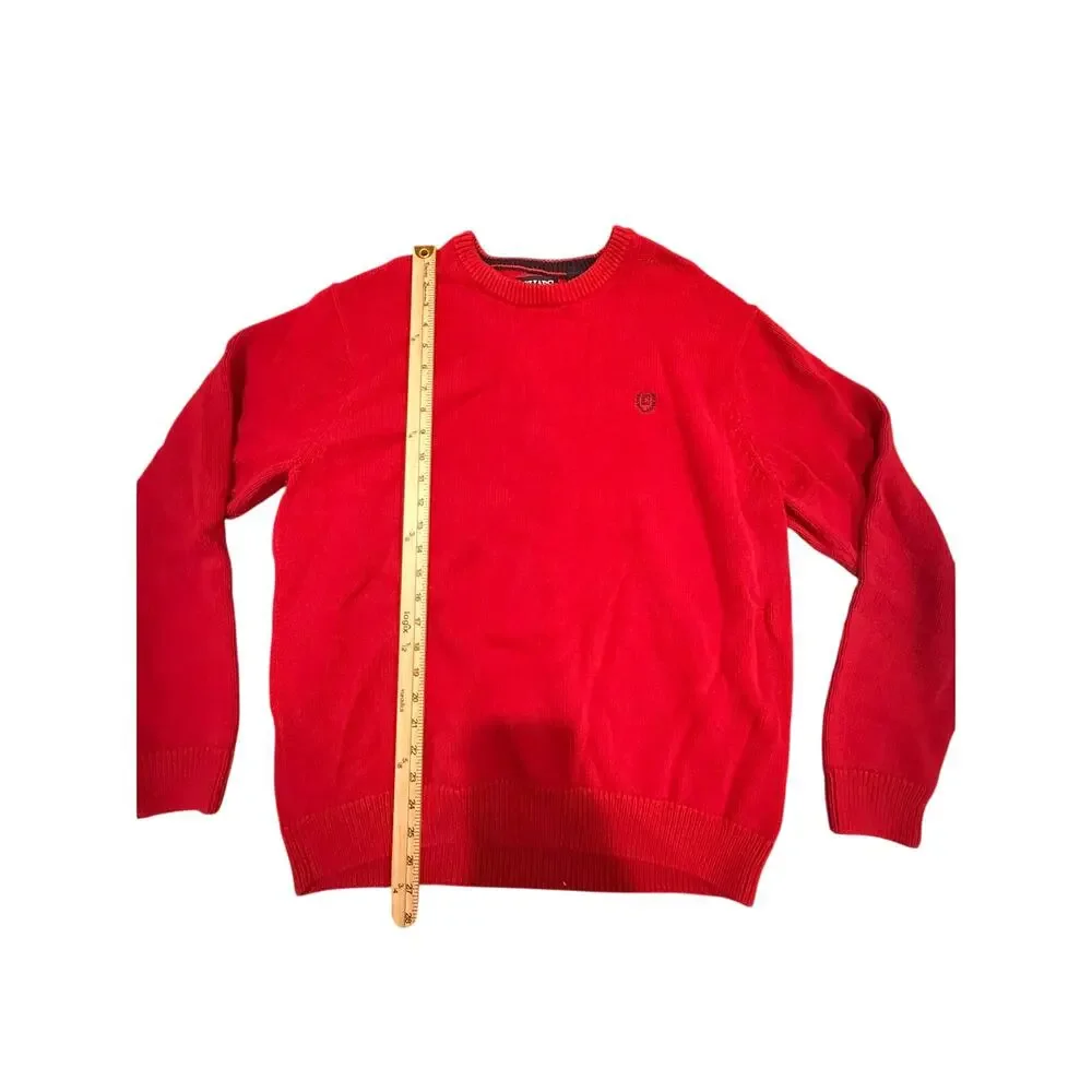 Chaps Men's XL Red Cotton Long Sleeve Embroidered Logo Crewneck Pullover Sweater